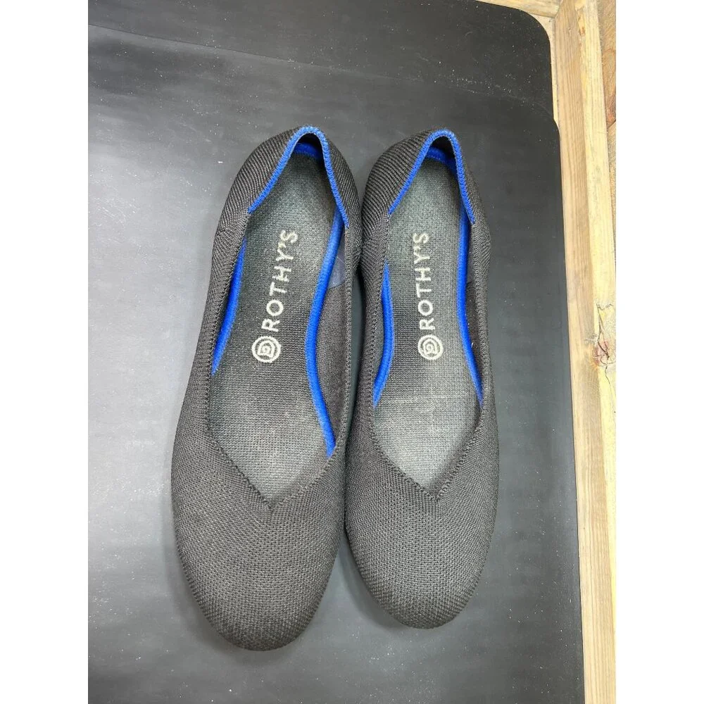 Rothy's Black Flats with Blue Lining